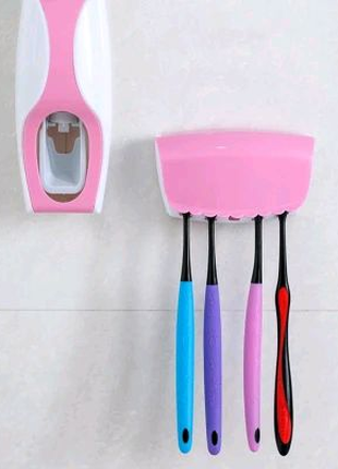 Диспенсер для зубной пасты с держатель зубных щеток NBZ Pink