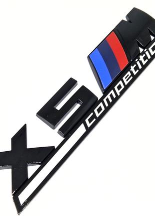 Эмблема BMW X5M competition Надпись багажника Черный глянец