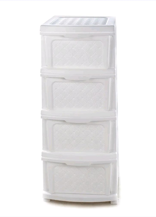 Белоснежный пластиковый комод, шкафчик, тумбочка на 4 ящика