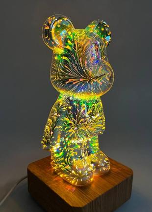 3D ночник Мишка Фейерверк,светильник-лампа Медведь Bearbrick 8...