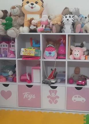 Стеллаж для игрушек и книг на 12 ячеек Toys-pink