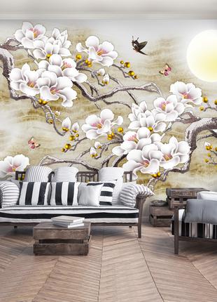 Флизелиновые фото обои сакура цветы 368х254 см Ветки вишни (13...