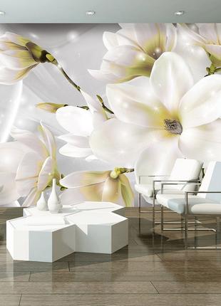 Светлые фотообои красивые 3д большие белые цветы 368x280 см Во...