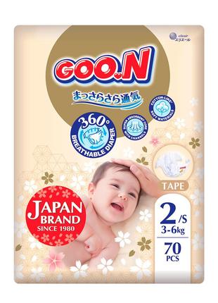Подгузники GOO.N Premium Soft для детей 3-6 кг (размер 2(S), н...