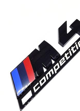 Эмблема BMW M4 competition Надпись багажника Черный глянец