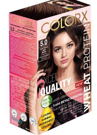 Крем-фарба для волосся COLORX 5.0 Світло коричневий (стійкість...