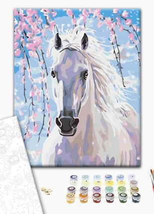 Картина по номерам "Лошадь в цветах сакуры", "BS8528", 40x50 см