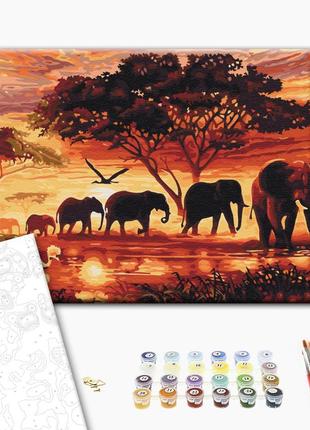 Картина по номерам "Слоны в саванне", "BS5189", 40x50 см