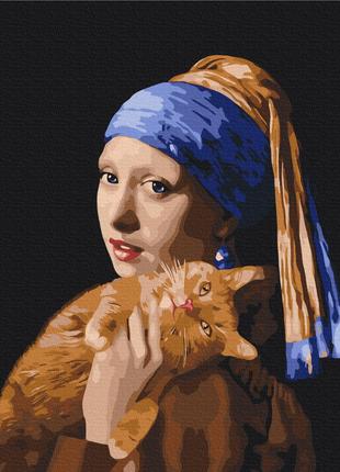 Премиуи картина по номерам "Девушка с рыжими котом", "PBS51581...