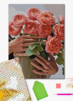 Алмазная мозаика "Букет півонієвидних троянд", "DBS1045", 40x5...