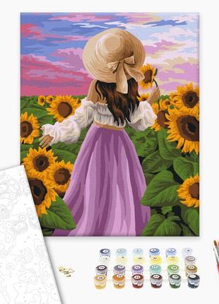 Картина по номерам "Леди в подсолнухах", "BS51571", 40x50 см
