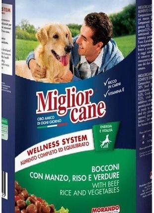 Влажный корм для собак Migliorcane с кусочками говядины, рисом...