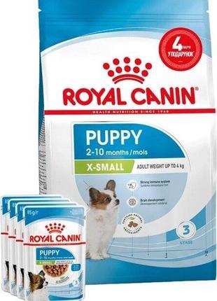 Корм для щенков Royal Canin XSMALL PUPPY 1.5 кг + 4 влажных па...