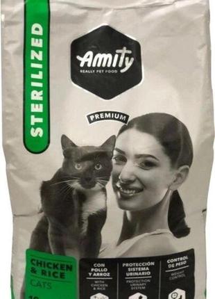 Сухой корм для кошек Amity для стерилизованных с курицей 10 кг...