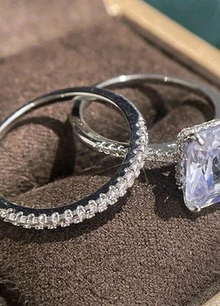Роскошные женские кольца серебряного цвета,модный набор из 2колец