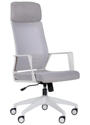 Крісло комп'ютерне AMF Twist white світло-сірий, механізм кача...