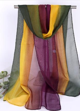 Женский шарф шифоновый 150 на 48 см разноцветный