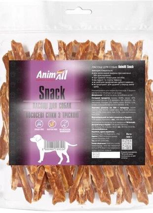 Лакомство AnimAll Snack лососевые стики с треской для собак 50...