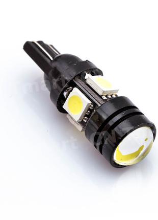 LED-лампа W5W T10 4SMD+Линза 1.5W