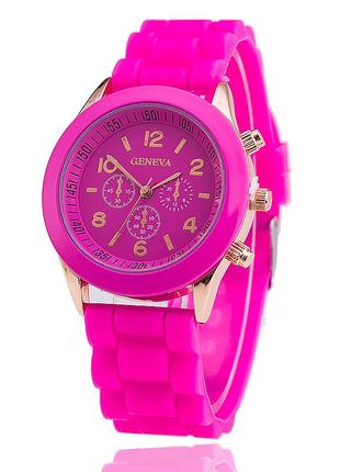 Женские наручные силиконовые часы Geneva pink