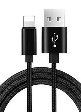 Кабель USB DATA плетенный ReCord Lightning for iPhone (1m) black