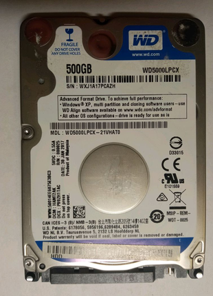 Жесткий диск HDD 2,5'' Western Digital WD5000LPCX (500Gb)