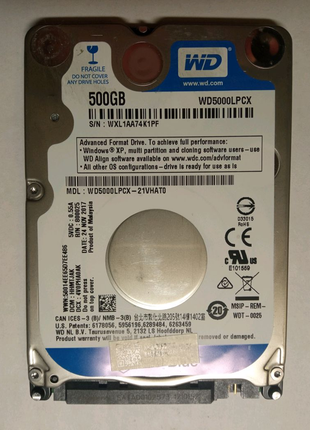 Жесткий диск HDD 2,5'' Western Digital WD5000LPCX (500Gb)