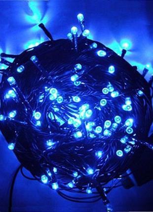 Гірлянда світлодіодна 300 LED, чорний шнур, (синій)