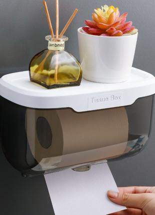 Пластиковый органайзер-держатель для туалетной бумаги с полочк...