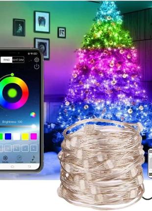 Светодиодная гирлянда с Bluetooth и пультом RGB 10м