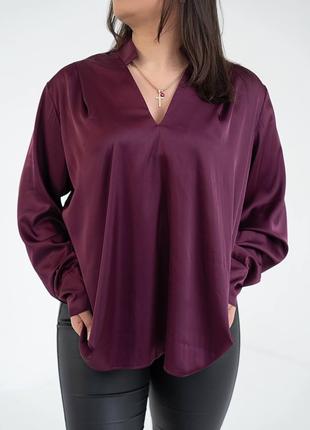 Женская рубашка из шелка армани цвет бордо р.56/60 446023