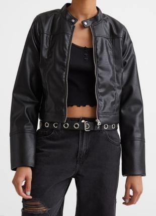 Байкерская женская куртка H&M; черная