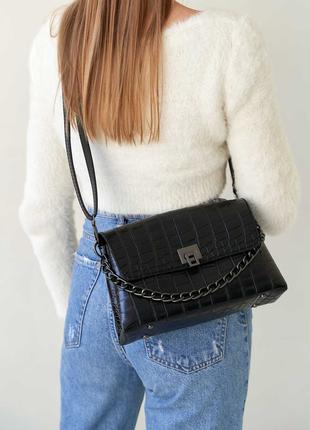Жіноча сумка чорна сумка кросбоді чорний клатч через плече сумочк