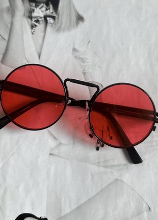 Уценка Круглые очки гоглы с пружинами Красный с черным