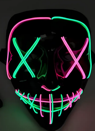 Неоновая маска с подсветкой, разноцветная Зеленая