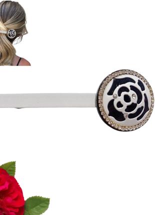 Шпилька автомат для волосся 10 см Біла Троянда Parisa