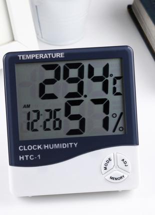 Термометр гигрометр HTC-1 Домашняя метеостанция с будильником