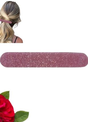 Шпилька автомат для волосся 8 см з блискітками Fashion (Рожевий)
