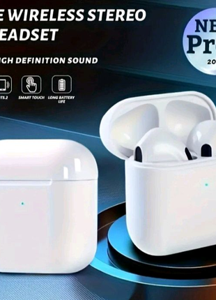 Бездротові навушники блютуз Pro 4 TWS з мікрофоном білі
