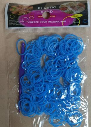 10 шт Резинки для плетения браслетов голубой 200 шт с крючками...