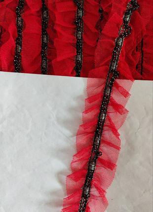 10 шт Бахрома декоративная лента красно чорний цвет. с жылезны...