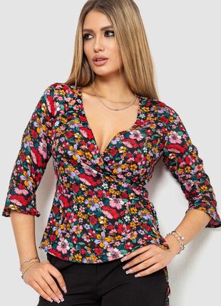 Блуза с цветочным принтом, цвет разноцветный, размер L, 244R072