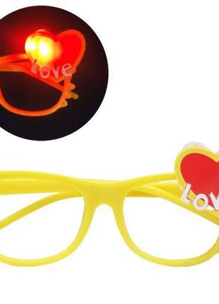 Сияющие очки без линз "Сердечко", желтые