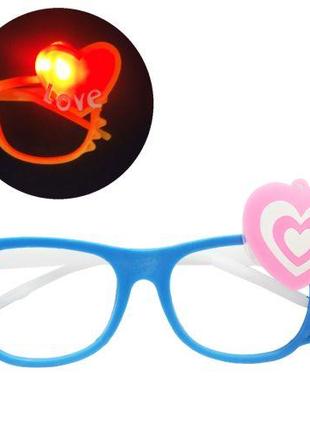 Сияющие очки без линз "Сердечко", синие