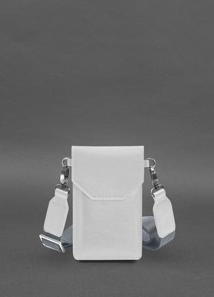 Кожаная сумка-чехол для телефона белая BlankNote
