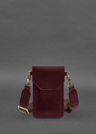 Кожаная сумка-чехол для телефона бордовая BlankNote
