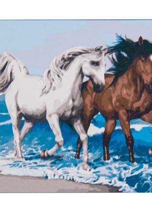 Картина за номерами Strateg Двоє коней на березі моря на кольо...
