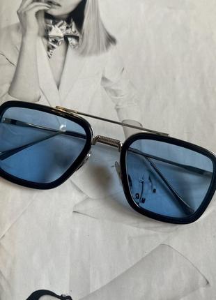 Солнцезащитные очки Тони Старка Голубой в серебре (096575)