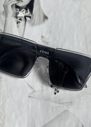 Солнцезащитные квадратные очки Feng Прозрачный+серый (14507)