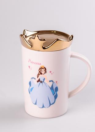 Чашка керамічна 400 мл Princess з кришкою Білий DM-11